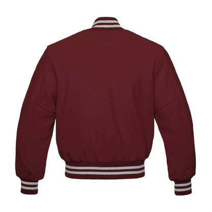 Maroon All Wool Varsity Jacket Back Side