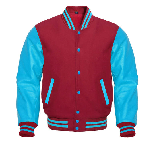 Maroon Varsity Jacket Men Front Side