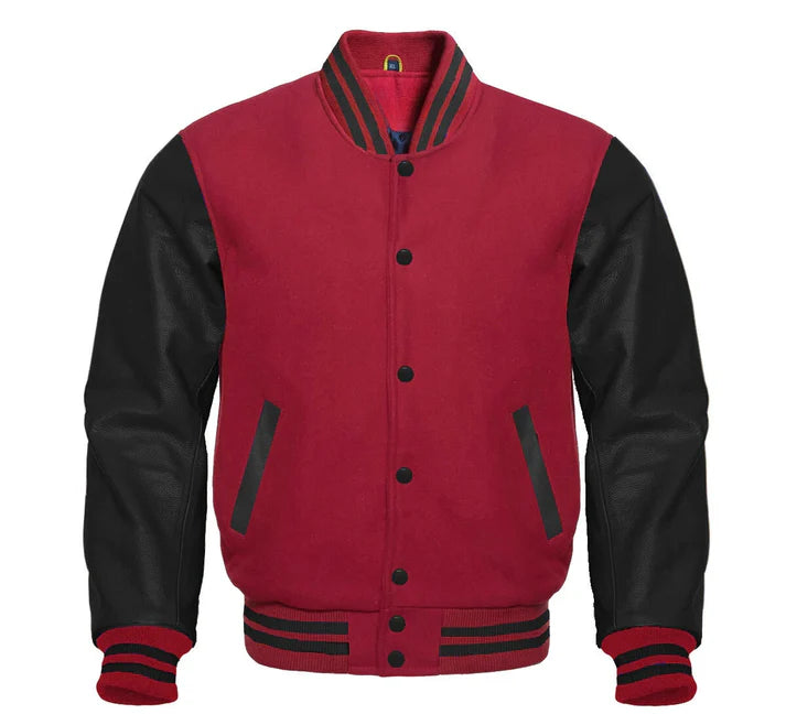 Maroon and Black Varsity Jacket