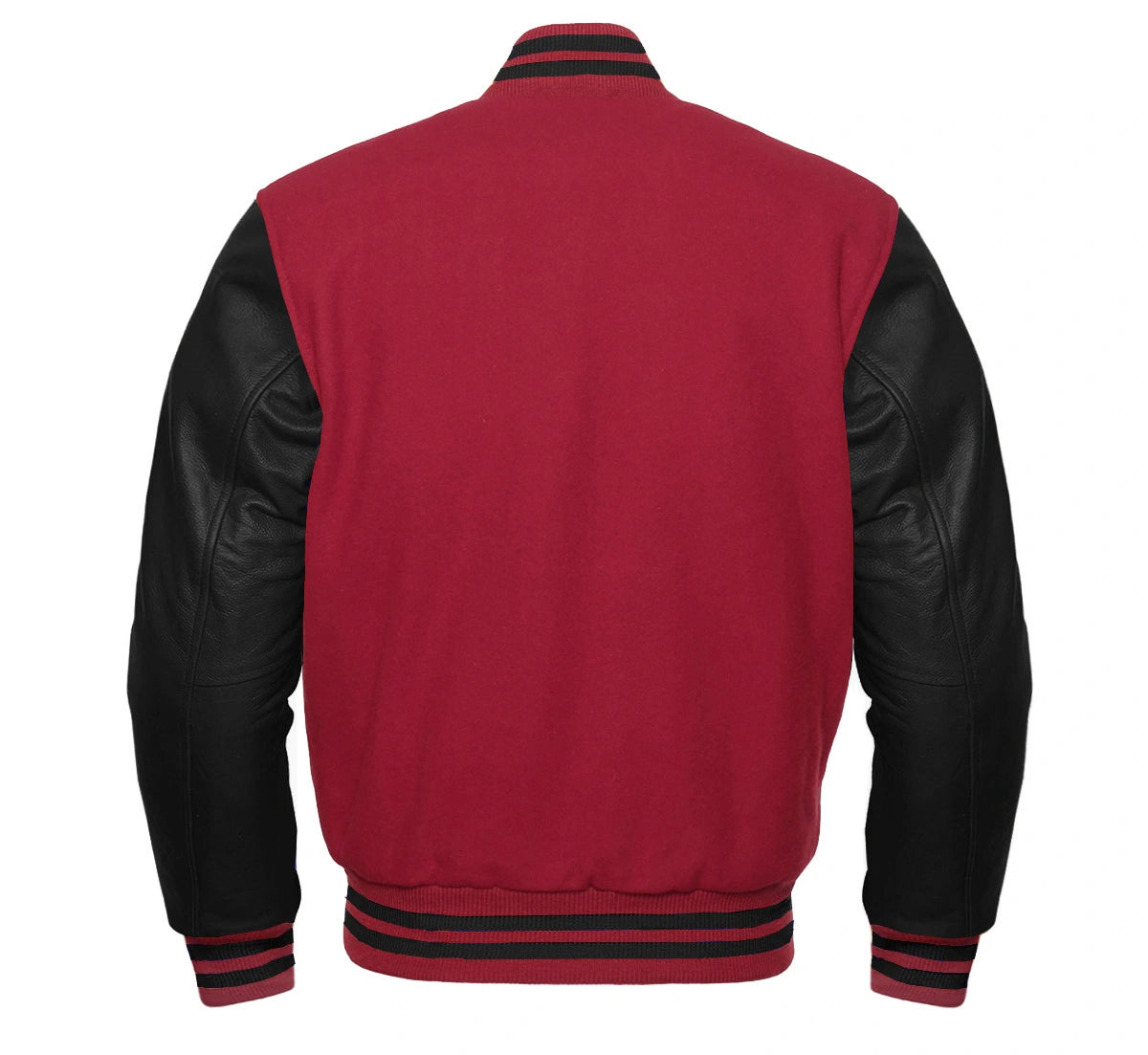 Maroon and Black Varsity Jacket Back Side