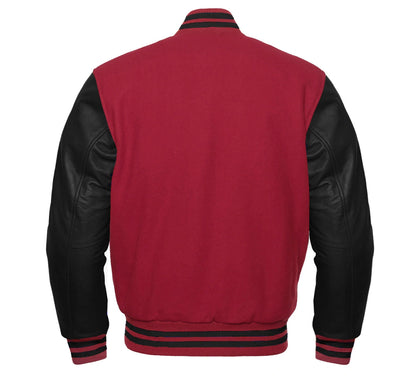 Maroon and Black Varsity Jacket Back Side