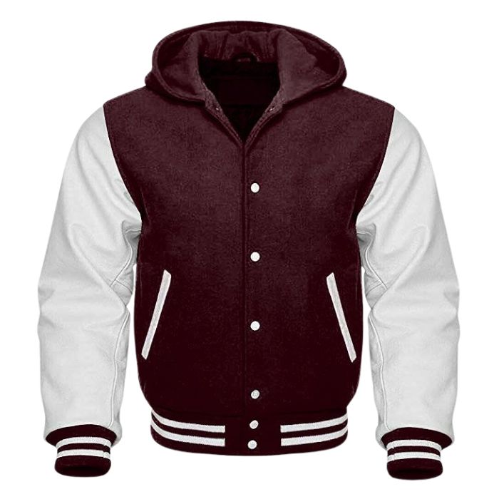 Maroon and White Varsity Hoodie