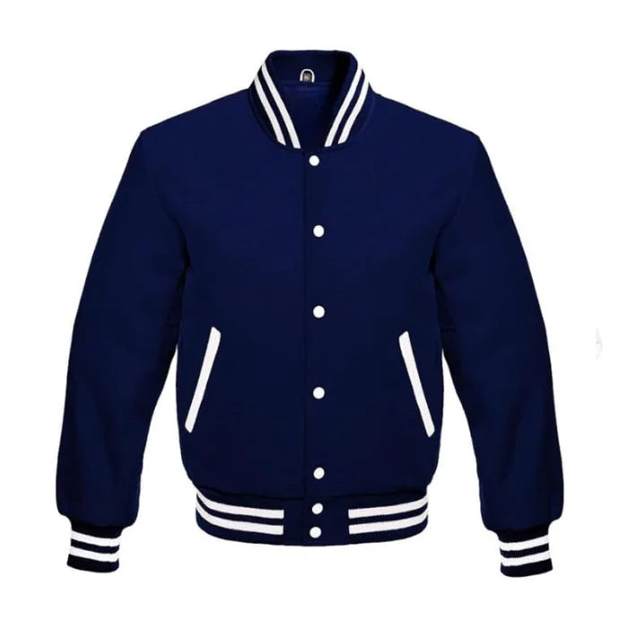 Navy All Wool Varsity Jacket