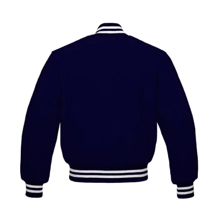 Navy All Wool Varsity Jacket Back Side