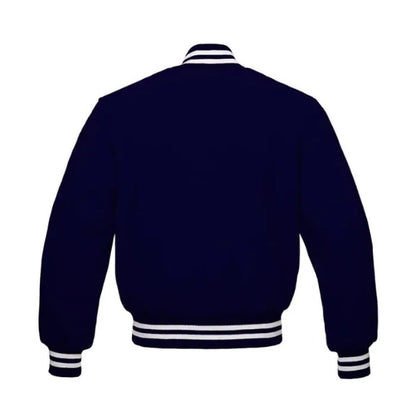 Navy All Wool Varsity Jacket Back Side