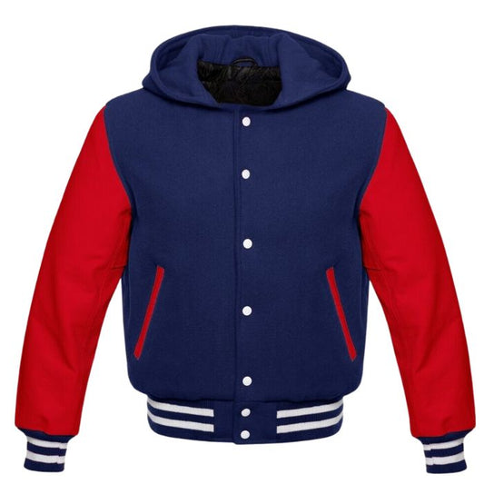 Navy Blue and White Varsity Hoodie