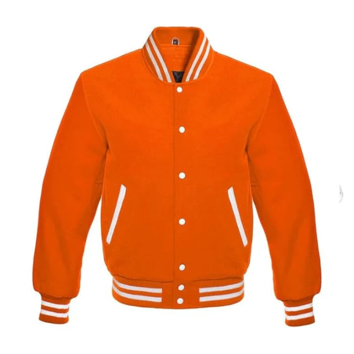 Orange All Wool Varsity Jacket