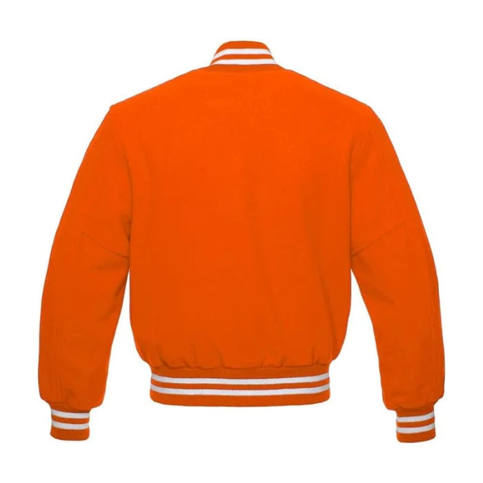 Orange All Wool Varsity Jacket Back Side