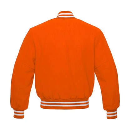 Orange All Wool Varsity Jacket Back Side