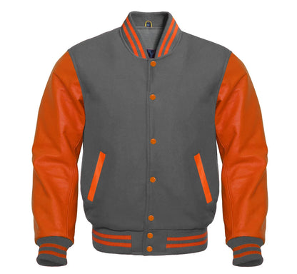 Orange and Dark Gray Varsity Jacket