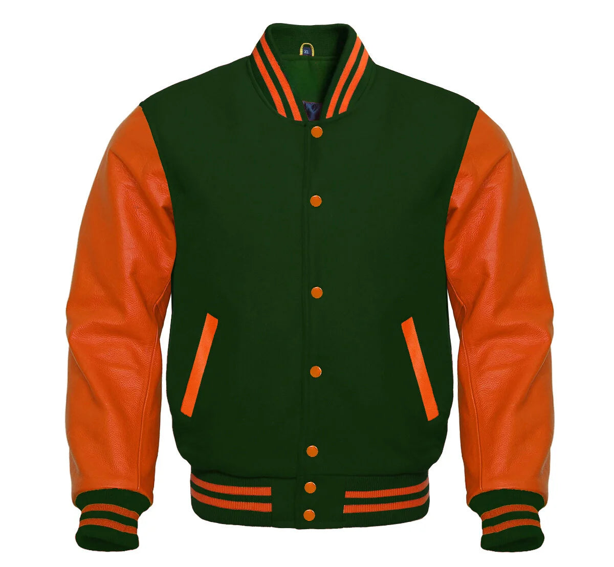 Orange and Forest Green Varsity Jacket