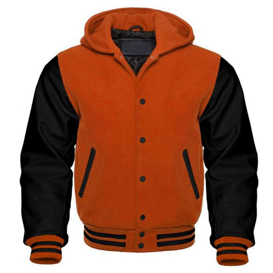 Orange and Black Letterman Hoodie