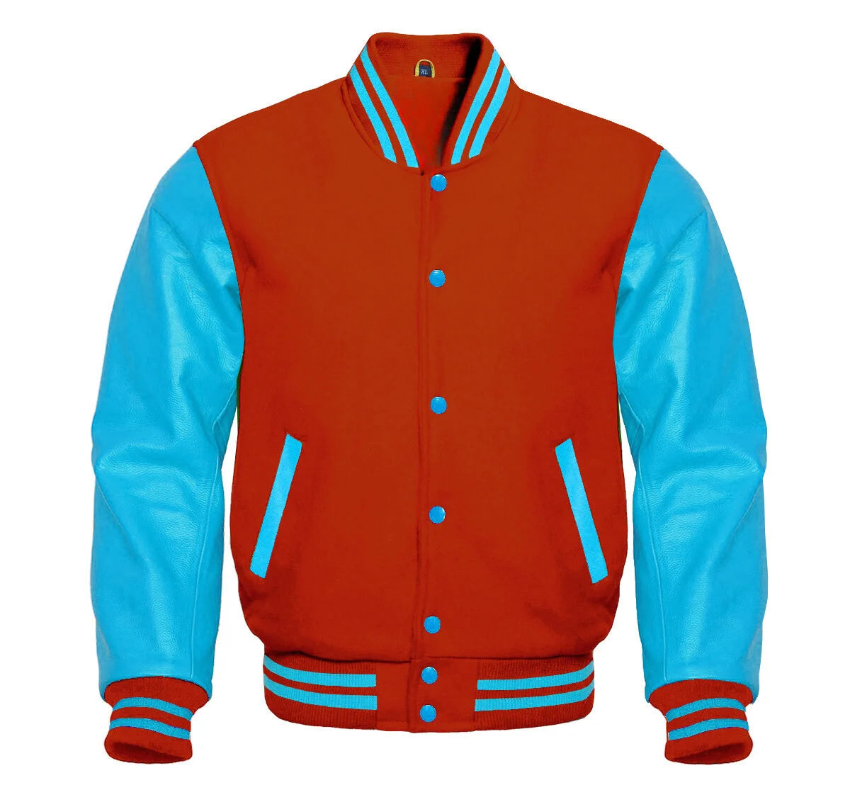 Orange and Blue Varsity Jacket Men