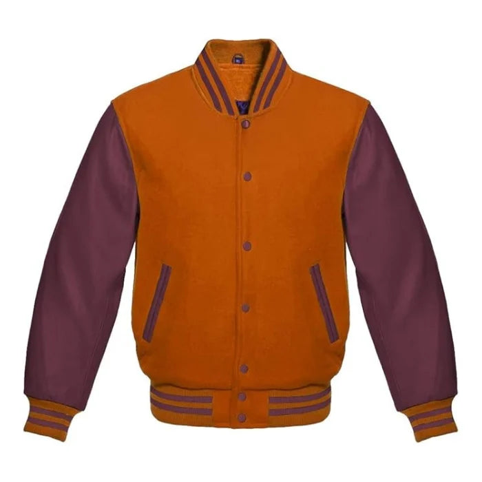 Orange and Maroon Varsity Jacket 