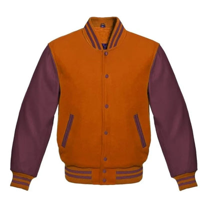 Orange and Maroon Varsity Jacket 