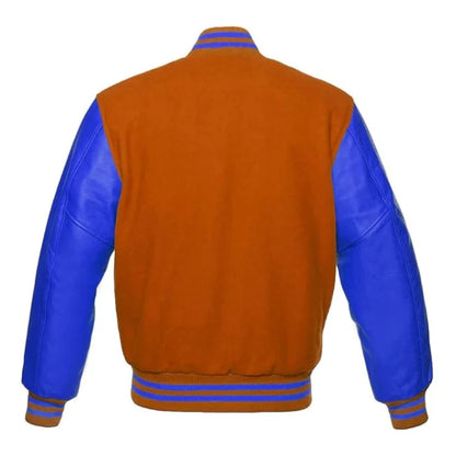 Orange and Royal Blue Varsity Jacket Back Side
