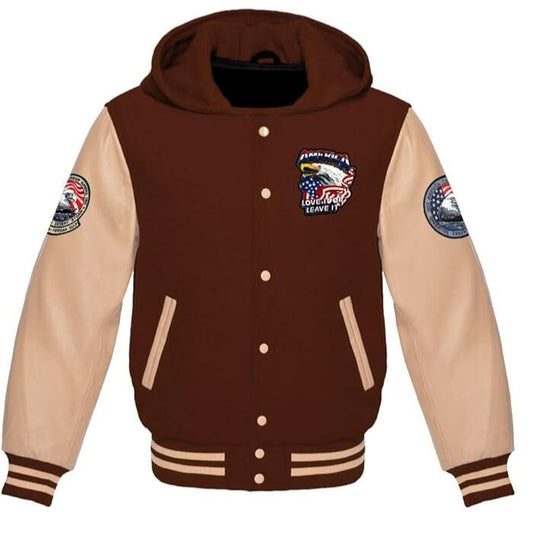 Patriotic Brown and Tan Varsity Hoodie