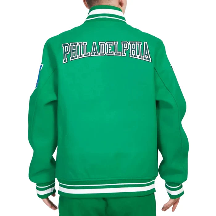Philadelphia Eagles Crest Emblem Kelly Green Varsity Wool Jacket