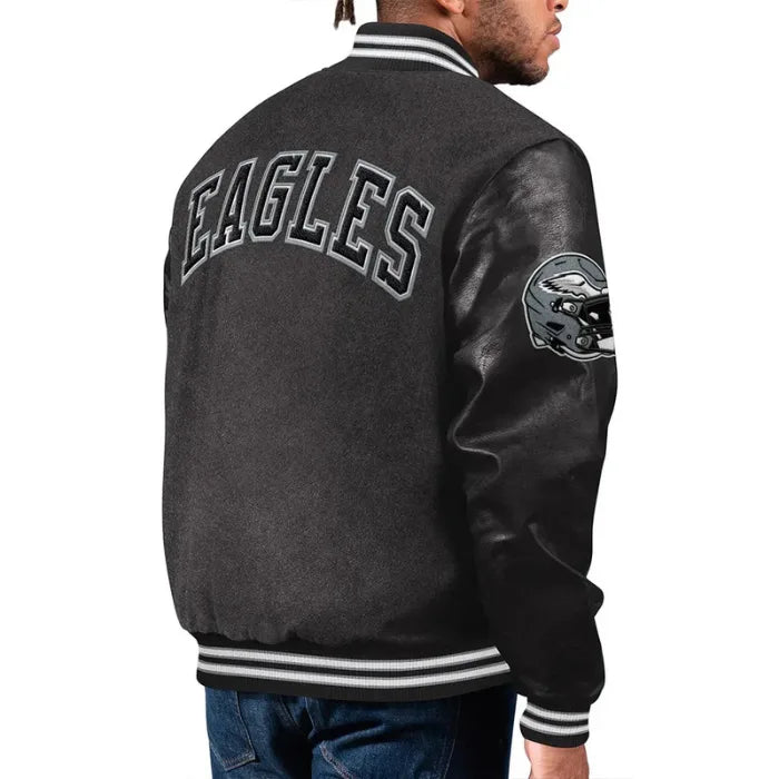 Philadelphia Eagles First Rounder Black Varsity Jacket Back Side
