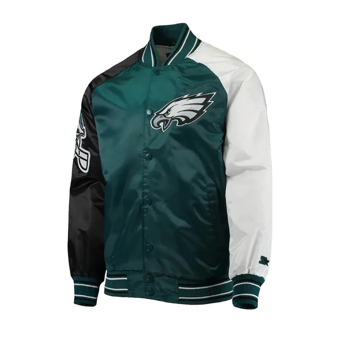 Philadelphia Eagles Green The Reliever Satin Jacket