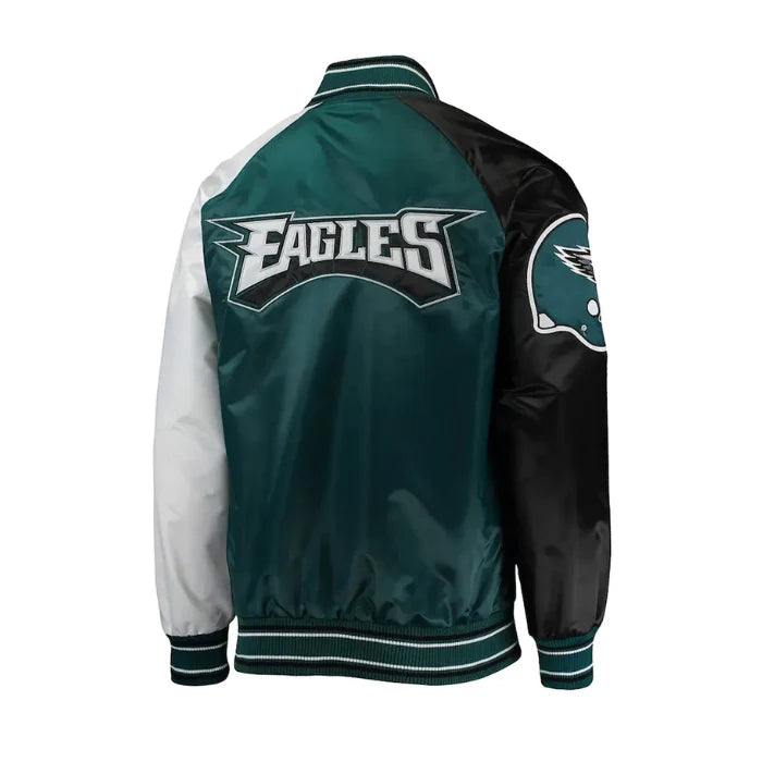 Philadelphia Eagles Green The Reliever Satin Jacket Back Side 