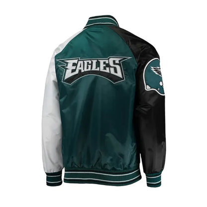 Philadelphia Eagles Green The Reliever Satin Jacket Back Side 