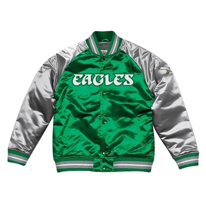 Philadelphia Eagles Green and Silver Varsity Satin Jacket