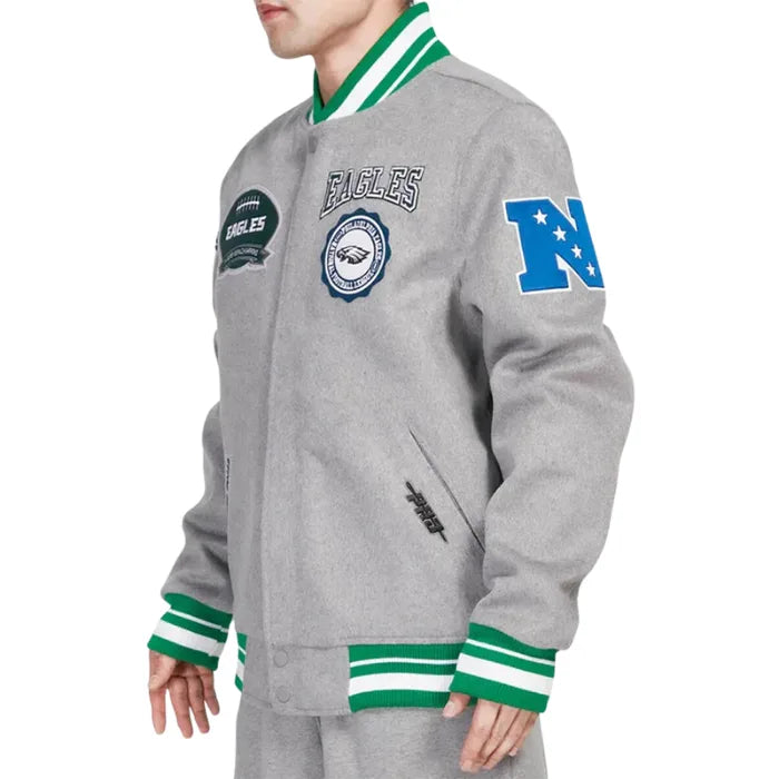 Philadelphia Eagles Heather Grey Varsity Wool Jacket