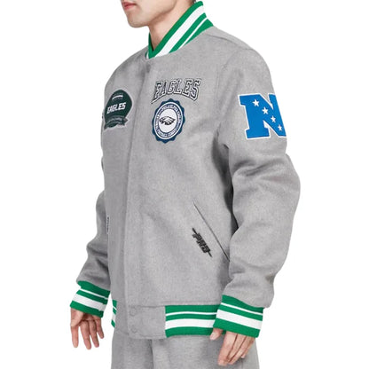 Philadelphia Eagles Heather Grey Varsity Wool Jacket