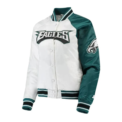 Philadelphia Eagles Hometown White and Midnight Green Satin Jacket
