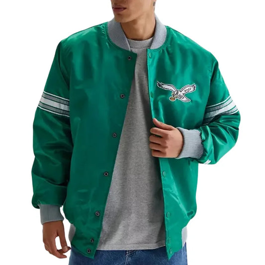 Philadelphia Eagles Kelly Green Striped Satin Jacket