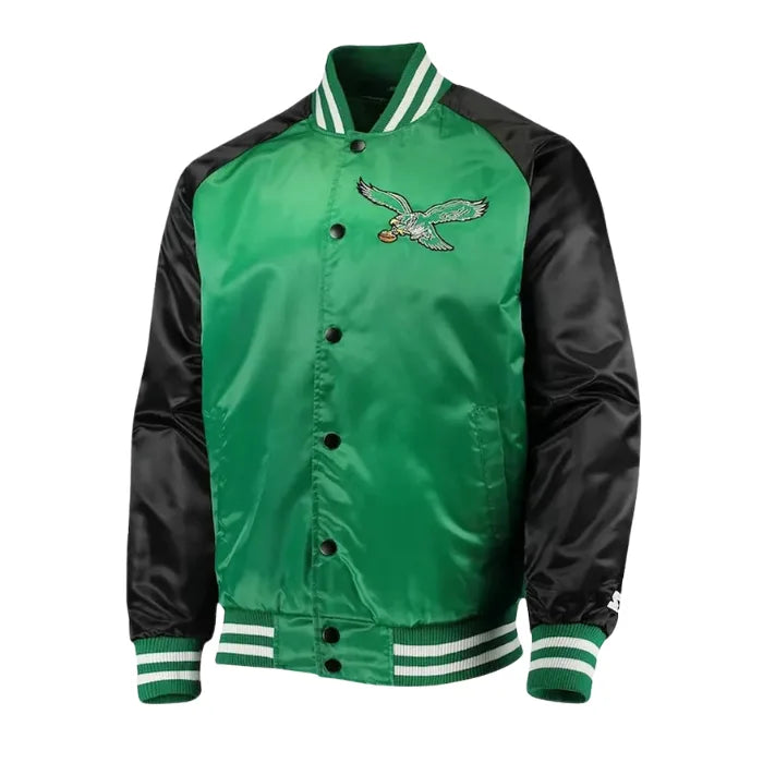 Philadelphia Eagles Lead Off Green and Black Satin Jacket