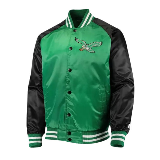 Philadelphia Eagles Lead Off Green and Black Satin Jacket