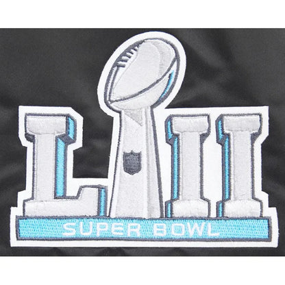 Super Bowl LII patch on a black background