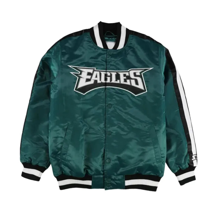 Green jacket with Eagles logo on a white background