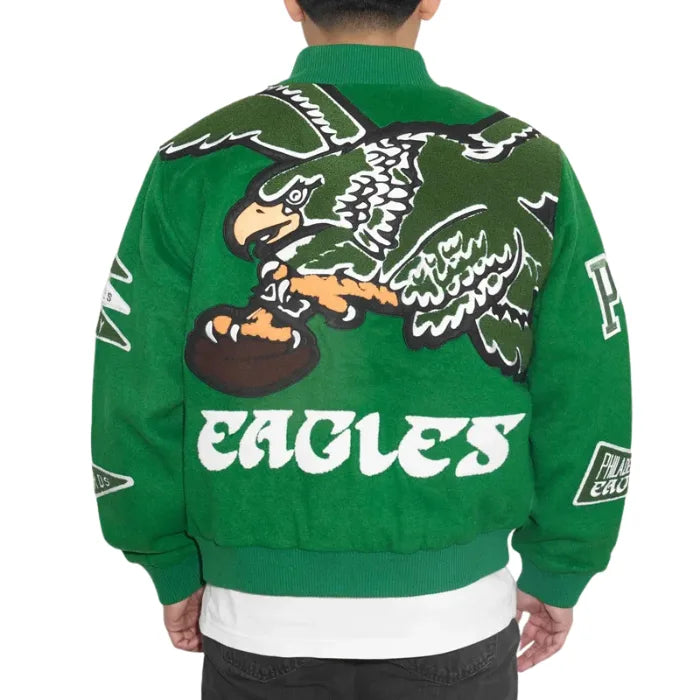 Philadelphia Eagles Pennant Kelly Green Varsity Wool Jacket