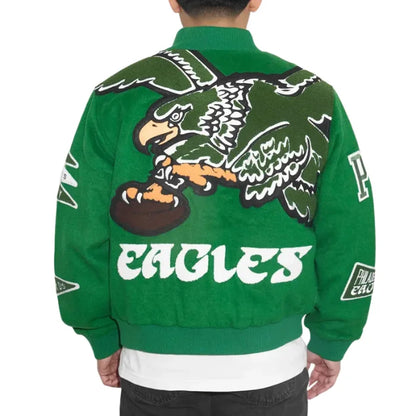 Philadelphia Eagles Pennant Kelly Green Varsity Wool Jacket