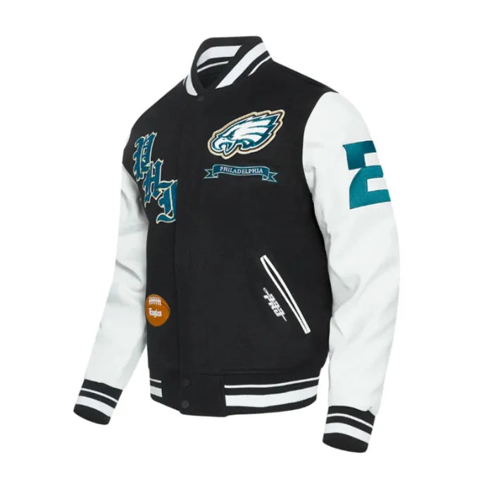 Philadelphia Eagles Prep Varsity Wool and Leather Jacket