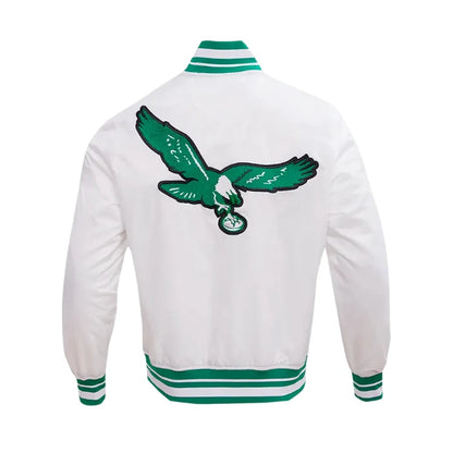 Philadelphia Eagles Retro Classic White Rib Satin Jacket Back Side