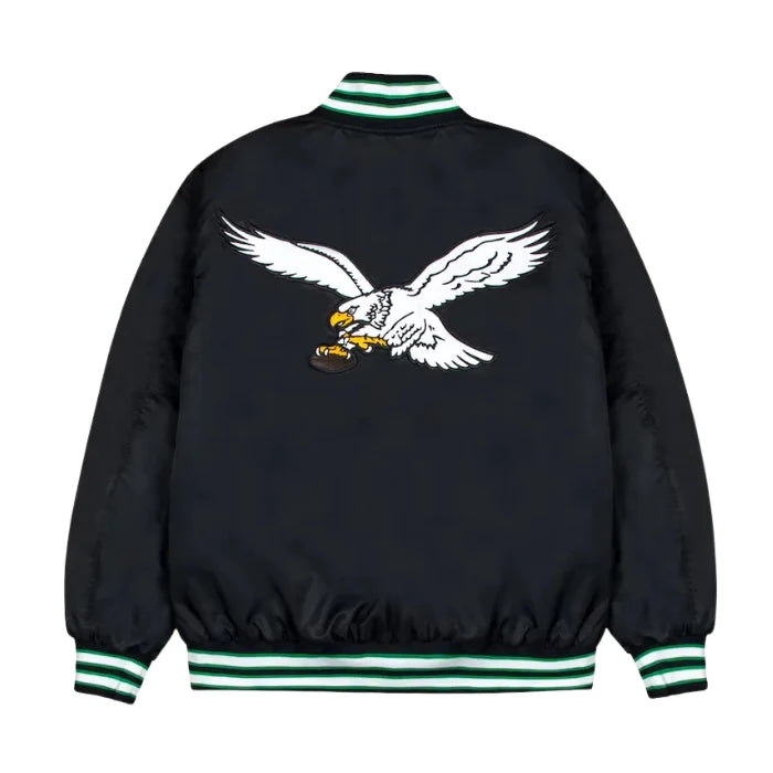 Philadelphia Eagles Rib Bomber Black Jacket