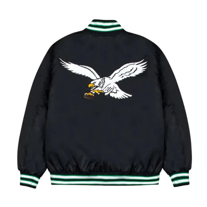 Philadelphia Eagles Rib Bomber Black Jacket