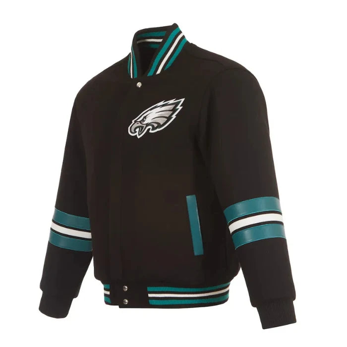 Philadelphia Eagles Striped Black Varsity Wool Jacket