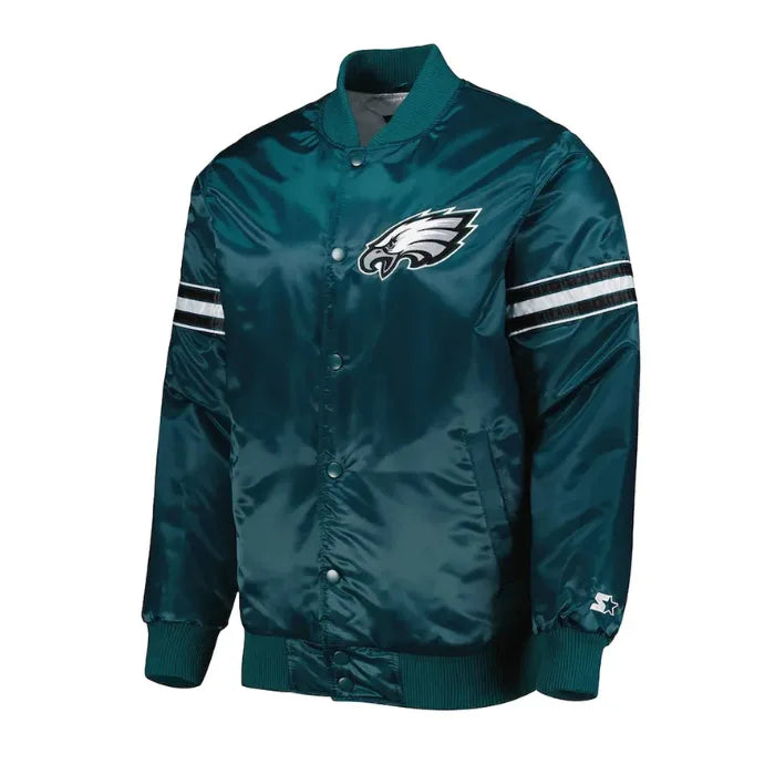 Philadelphia Eagles The Pick and Roll Midnight Green Satin Jacket