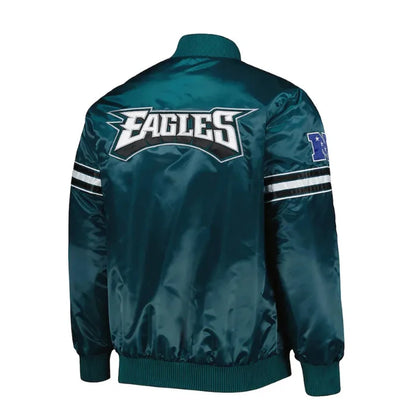 Philadelphia Eagles The Pick and Roll Midnight Green Satin Jacket Back Side