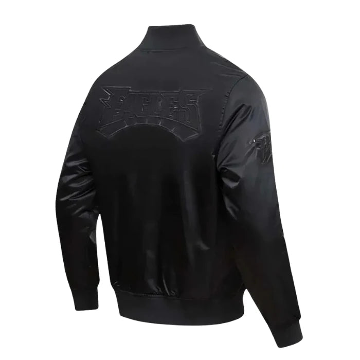 Philadelphia Eagles Triple Black Satin Jacket Back Side