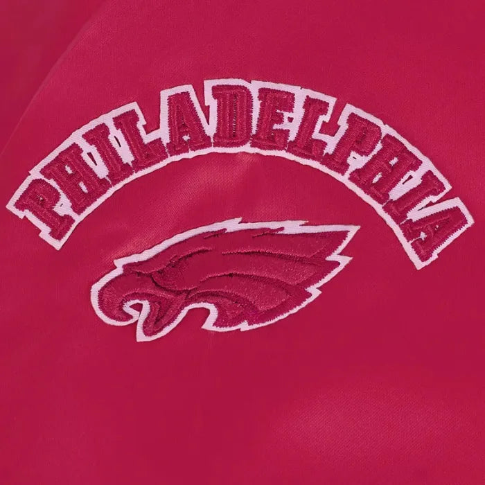 Red jacket with 'Philadelphia' text and logo on a red background