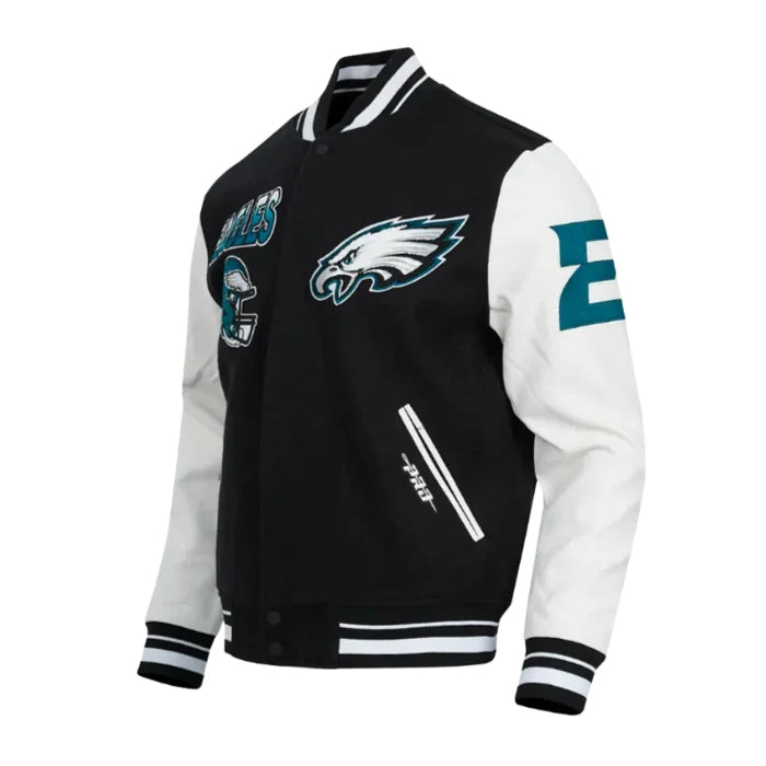 Philadelphia Eagles Turn It Up Classic Rib Varsity Jacket