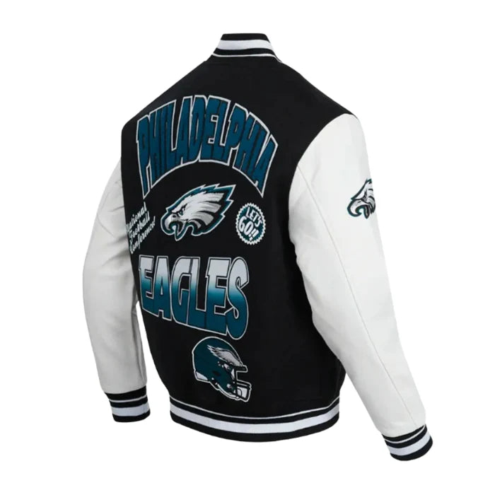 Philadelphia Eagles Turn It Up Classic Rib Varsity Jacket