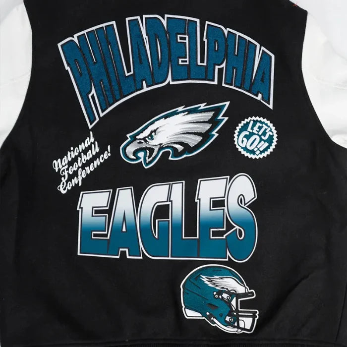 Philadelphia Eagles Turn It Up Classic Rib Varsity Jacket