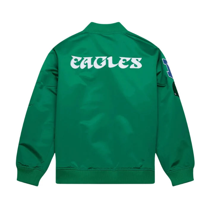Philadelphia Eagles Vintage Logo Green Lightweight Satin Jacket Back Side